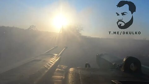 BMPT Terminator firing 30-mm cannons on enemy fortifications near Kremennaya