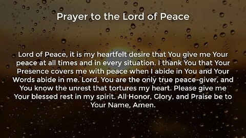 Prayer to the Lord of Peace (Prayer for Peace of Mind)