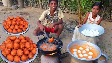 EGG BONDA RECIPE | Tasty Muttai Bonda Recipe | Quick And Easy Egg Bonda | Village Fun Cooking