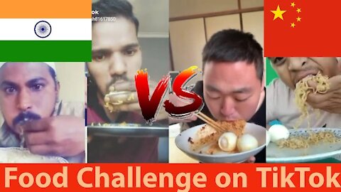 Funny Food Challange On TikTok - Indian Guys Duet a Chinese Eating Noodles