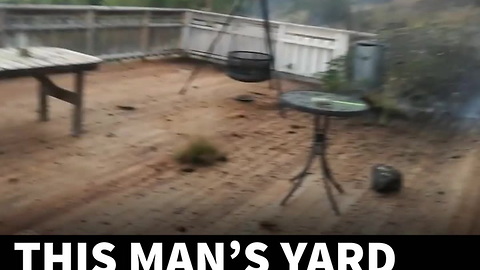 Lightning Strikes In This Guy's Yard