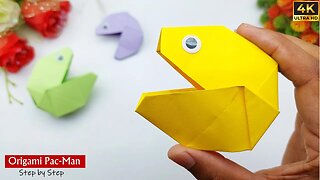 Paper Pac Man - How to Make Origami Pac-Man || Moving Paper Toy || Easy Paper Crafts