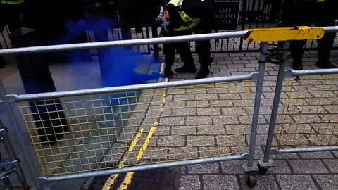 BLUE FLAIR ROLLED UNDER THE BARRIER DOWNING STREET 18 December 2021