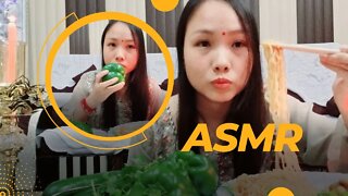 ASMR EATING | Noodles And Raw Vegetables