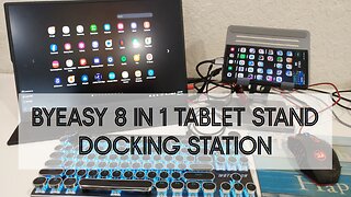 BYEASY 8 in 1 Tablet Stand Docking Station, USB-A/C/HDMI,3.5mm, LAN, 100W PD, SD/TF Card, Review