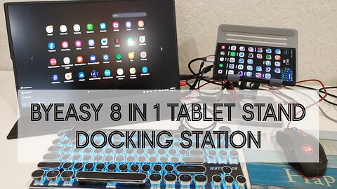 BYEASY 8 in 1 Tablet Stand Docking Station, USB-A/C/HDMI,3.5mm, LAN, 100W PD, SD/TF Card, Review