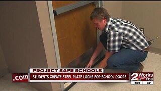 Students create steel plate locks for school doors