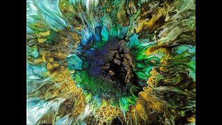 086 - "Sunflower Cenote" - Abstract Art - Dutch Pour - Paint Pouring Tutorial - Acrylic Pouring Demo