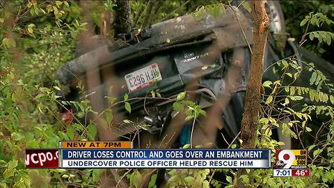 Driver loses control, goes over embankment