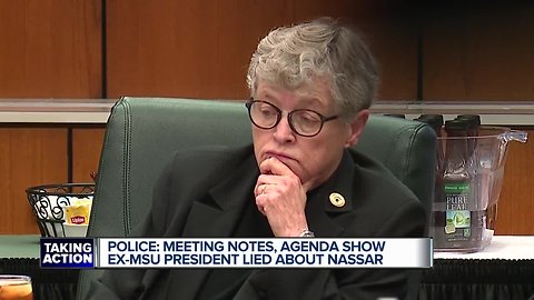 Police: Meeting notes, agenda show ex-MSU president lied about Nassar
