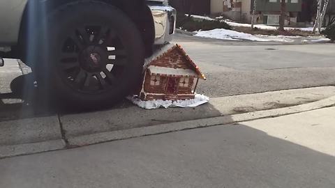 "Man Crushes Gingerbread House with Truck"