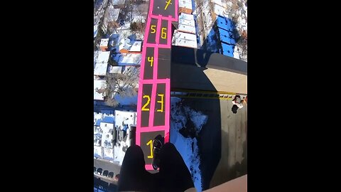 Playing hopscotch on the edge of a skyscraper