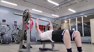 Barbell bench press 185 lbs for 2 reps.