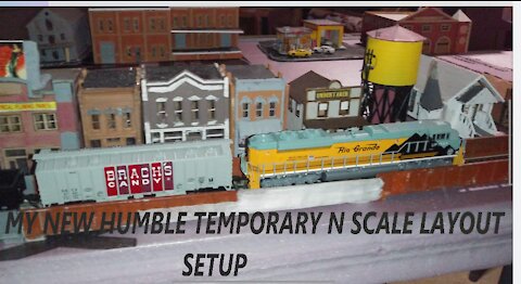 M NEW HUMBLE TEMPORARY N SCALE LAYOUT SETUP WITH FIRST RUN!!