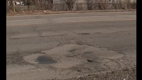 Checking out some of the worst roads in Inkster