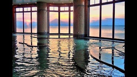 Spa with a view of Mount Fuji - Eno Spa in Enoshima Island Japan 江の島