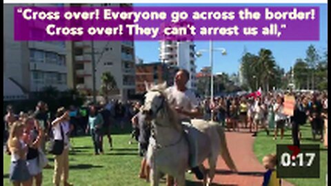 ‘They can’t arrest us all’: Horse-mounted protester steal the show at Australian anti-lockdown rally