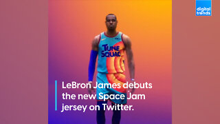 LeBron James debuts the new Space Jam jersey on Twitter.