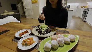 Daily Life Vlog // I made Tteokbokki | Mochi | Jjajangmyeon Buckwheat Noodle Dish | 먹방 | ASMR