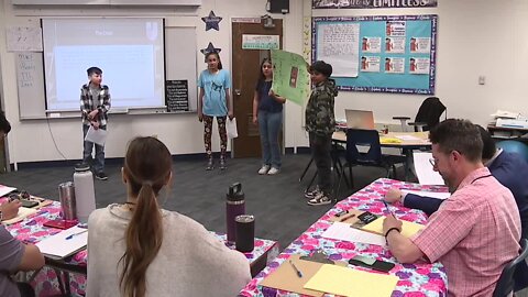 100 creative 5th graders at North Las Vegas school present ideas 'Shark Tank' style