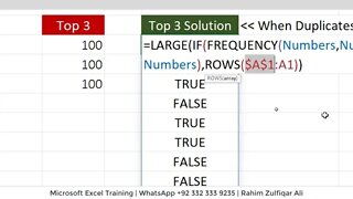 Find nth largest value, when there are duplicate n-1, n-2 etc. values in Microsoft Excel