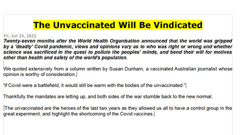 The Unvaccinated Will Be Vindicated - Lefty Journo's Apology Letter