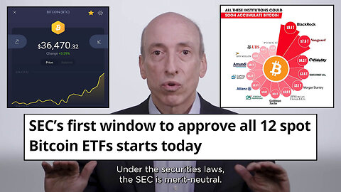 BTC rises to $36k+ as SEC enters 1st Window to approve Bitcoin Spot ETFs. Gensler posts this video!