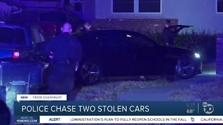 Police chase two drivers in stolen cars