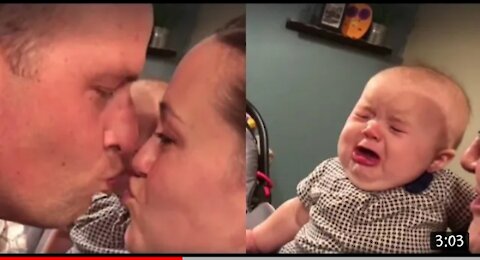 Baby gets jelous foom his daddy cos he kisses her mother