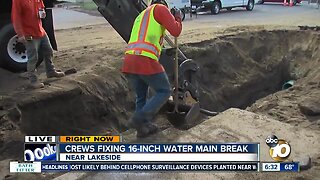 Crews work to repair sinkhole near Lakeside caused by water main break