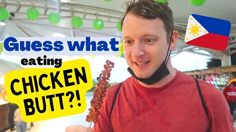 Eating CHICKEN BUTTS & ISAW During a Typhoon - Tagaytay, Philippines