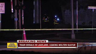 Hazmat crews work to contain molten sulfur leak after train derails in Lakeland