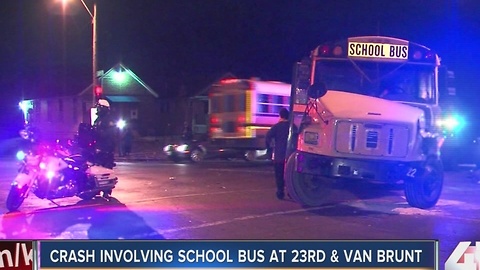 Police: 2 injured after school bus and truck collide in east Kansas City