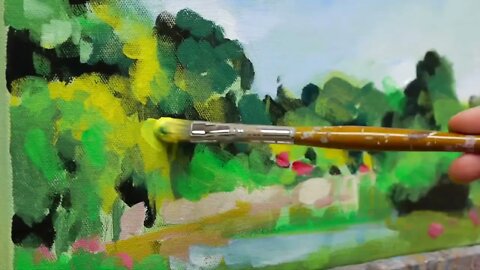 How to Paint Green Summer Trees with Acrylics