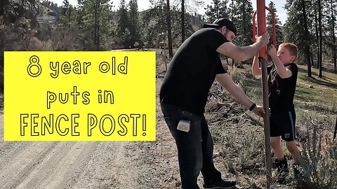 8 year old puts in FENCE POST!