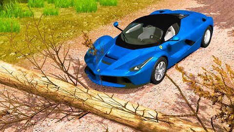 Ferrari vs Fallen Tree – BeamNG Drive