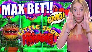 MAX BETTING LITTLE SHOP OF HORRORS SLOT MACHINE! Winning MONEY!