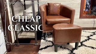 Vintage Style Barrel Chair with Ottoman
