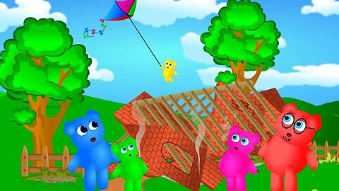 cute mega gummy bear kites flying Finger family song