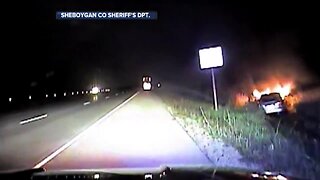 Dash cam shows fiery crash caused by suspected drunk driver