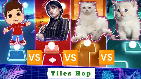 OMAR VS WEDNESDAY VS BELIEVER CAT VS SHAKIRA CAT | Tiles hop