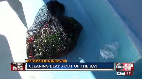 Dozens of volunteers come out to clean Gasparilla beads out of Tampa Bay
