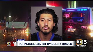 Mesa police officer's patrol car hit by drunk driver