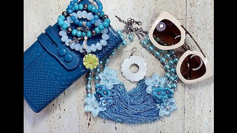 Make a Unique Blue Set Necklace | How to Wear | Recycled & Re-Purposed Materials Fashion Inspiration