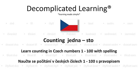 Learn counting numbers 1 - 100 with spelling in Czech