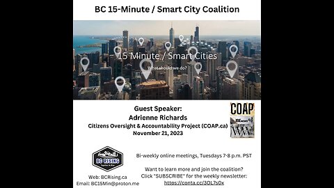 BC 15-Minute Smart City Coalition - Guest Speaker Adrienne Richards, Nov 21, 2023