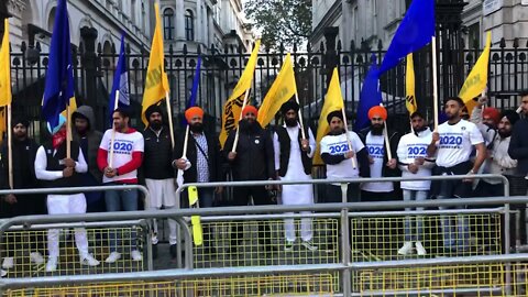 Khalistan Referendum Activists Outside 10 Downing Street London, after voting