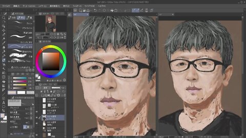 [test 10] Digital Painting Live Stream - Man in Black T-shirt