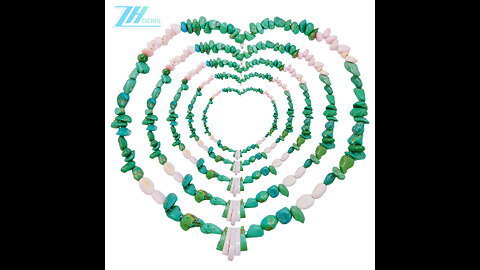 Natural turquoise and pink opal with free-shape size 16inch green and pink color handmade