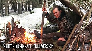 2 Day Winter Bushcraft: Building a Shelter in First Snow - Epic Ice Bath